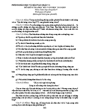 Đề kiểm tra học kì I môn Giáo dục công dân Lớp 9 - Năm học 2018-2019 (Có đáp án)